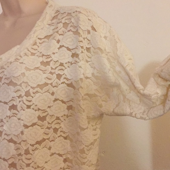 Lace & Net Top Low Scoop Neck​ Stretchy Beach Coverup Travel Resort Summer - Picture 3 of 6